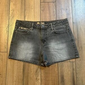 Y2K l.e.i washed black‎ denim high waisted jean shorts jorts size 9